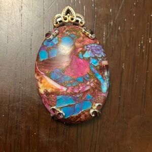 Michael Valitutti Natural Spiny Oyster Turquoise Oval Cabochon pendant